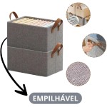 Kit de 3 Cestos Organizadores Dobráveis 25L: Caixas Multiuso com Alças em Plástico Durável para Guarda-Roupa, Gavetas, Lavanderia e Armários. - Imagem 2