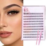 Kit de cílios postiços autoadesivos 120 peças com escova de cílios e pinça, cachos C Curl 13 mm Fishtail Natural Cross Style Reutilizáveis Lash Clusters para iniciantes - Imagem 2