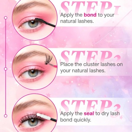 Kit individual de cílios 640 peças com 2 escovas de cílios, grande capacidade 30D + 40D + 50D D Curl 9-16 mm DIY Lash Clusters, cílios postiços individuais reutilizáveis ultra macios