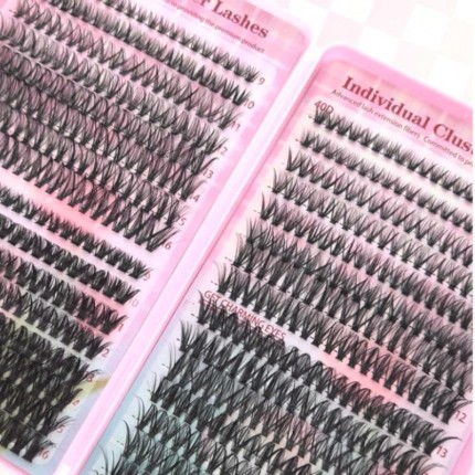 Kit individual de cílios 640 peças, grande capacidade 30D+40D + 50D D Curl 9-16 mm DIY Lash Clusters, cílios postiços individuais macios reutilizáveis com 2 escovas de cílios