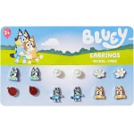 LUV HER Brincos hipoalergênicos Bluey para meninas a partir de 4 anos – estilos seguros de pino e anzol – Presente de joia para orelhas sensíveis e amantes de desenhos animados, 6 pares, Aço
