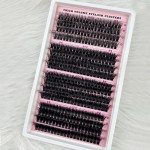 Lash Clusters D Curl 60D+80D+100D + 120D Wispy Extensões de cílios individuais 9-18 mm de espessura com escova de cílios e pinça