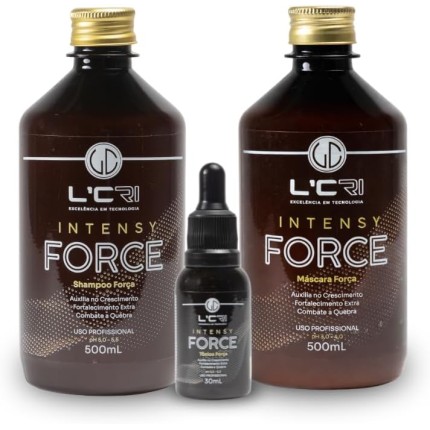 Linha Intensy Force, Kit Completo com Shampoo, Máscara e Tônico Força para Crescimento Capilar, 500ml + 500ml + 30ml L'Cri