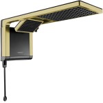 Lorenzetti Acqua Duo, Chuveiro Eletrônico 7800W, Preto com Acabamento Matte Gold, 220V, Duplo Jato