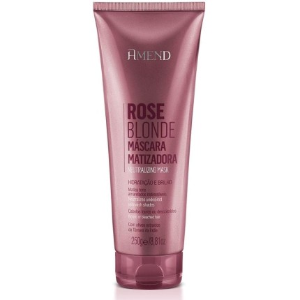 Máscara Amend Matizadora, 250g | Pearl Blonde | Ice Blonde | Silver Blonde | Lilac Blonde | Rosé Blonde | Livre De Parabenos, Amônia E Oxidantes, Matiza Imediatamente Cabelos Louros (Descoloridos Ou Coloridos) (Rosé Blonde)