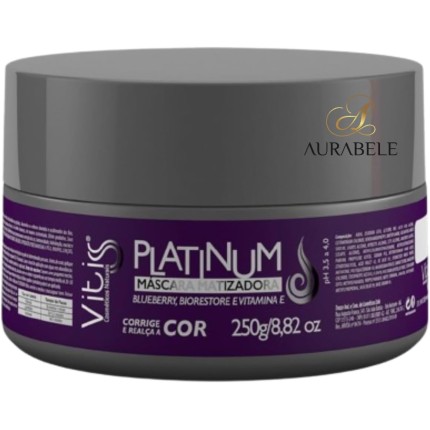 Máscara Capilar Matizadora Platinum 250g elimina reflexo amarelados dos fios loiros