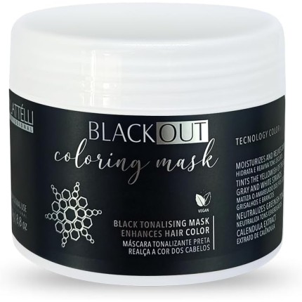 Máscara Colorida Tonalizante Preta Blackout 250g - Plattélli Profissional