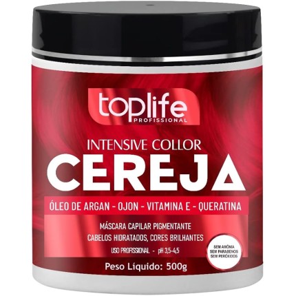 Máscara Matizadora Tonalizante Vermelho Cereja Toplife 500gr