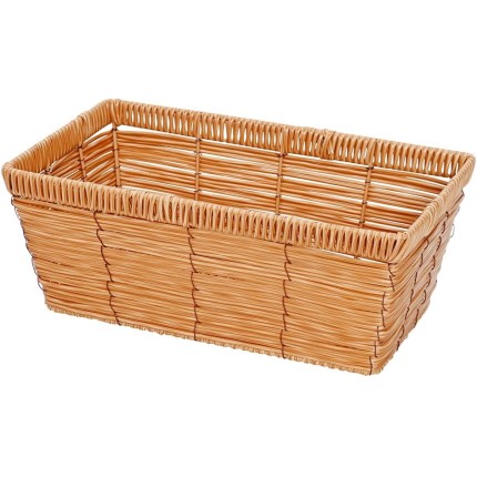Mimo Style Cesto Retalangular Com Alça, Útil na Organização do Ambiente, Fibra Natural Com Alças de Ferro, Funcional Para Armazenar Revistas, Jogos, Brinquedos e Utensílios Domésticos, Bege, 29cm