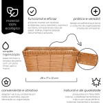 Mimo Style Cesto Retalangular Com Alça, Útil na Organização do Ambiente, Fibra Natural Com Alças de Ferro, Funcional Para Armazenar Revistas, Jogos, Brinquedos e Utensílios Domésticos, Bege, 29cm - Imagem 2