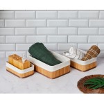 Mimo Style Jogo de 03 Cestos Organizadores Feito de Bambu Cor Claro. Perfeito Para Banheiros, Armários, Lavanderias, Entre Outros. Bonito e Elegante, Combina Com Todas as Decorações, BM19231 JG - Imagem 2