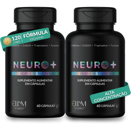 Neuro+ 120 Capsulas ELLYM NUTRITION Nootropicos Multivitaminico Foco Cafeina Magnesio Triptofano Taurina B12 Tirosina