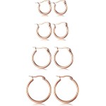 ORAZIO Conjunto de 4 pares de brincos de argola de aço inoxidável fofos para mulheres, 10 mm a 20 mm