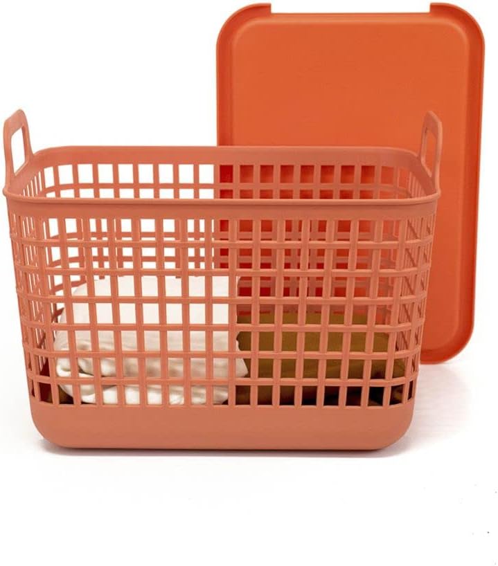 Oikos-Cesto-Organizador-15L-Telado-Terracota-com-Tampa-e.jpg Oikos - Cesto Organizador 15L Telado Terracota com Tampa e Alças