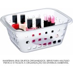 Ordene - Conjunto com 4 Cestos Plástico Organizador Pequeno de 1,4​​ Litros, Cor Cristal, Linha Log - Imagem 2