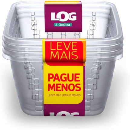 Ordene - Conjunto com 4 Cestos Plástico Organizador Pequeno de 1,4​​ Litros, Cor Cristal, Linha Log