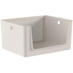 Ou Cesto Organizador Multiuso com abertura frontal 16L Bege Linha Flow