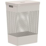 Ou Cesto de Roupas com Tampa 49L Bege Linha Grid