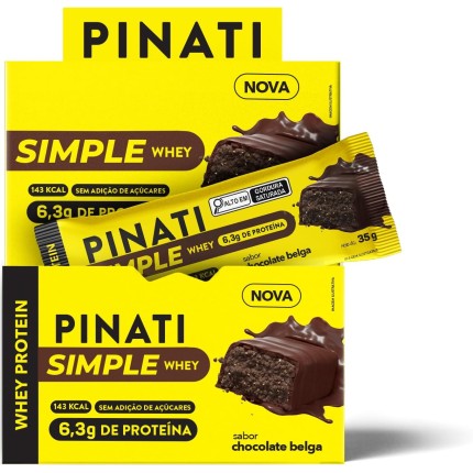 PINATI Barra de proteina SimpleWhey Chocolate Belga - 6,3g de proteina - 16 unidades