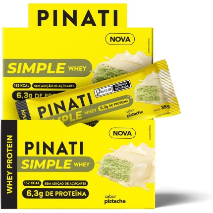 PINATI Barra de proteina SimpleWhey Pistache - 6,3g de proteina - 16 unidades