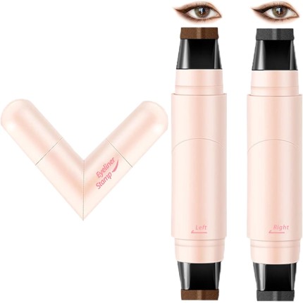 Pacote com 2 carimbos de delineador de asa, conjunto de estêncil de delineador líquido, delineador Waterpoof natural para olhos de gato, longa duração, ferramenta de maquiagem dobrável à prova
