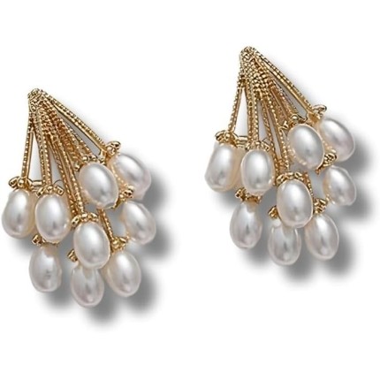 Par de Brincos Femininos "Water Pearl" – Pérola de Água Doce, Banhado a Ouro, Design Elegante e Sofisticado – 3,3cm – Moda Feminina, Luxo e Estilo – Acompanha Bolsa de Veludo