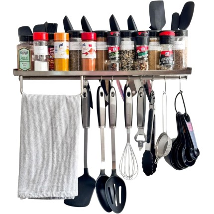 Porta Condimentos Cozinha Inox Organiza Facas Talheres Móvel TEMPEROS, RACKS DE COZINHA, EM AÇO INOXIDAVEL, MODERNO E VERSATIL, OTIMIZAÇÃO DE ESPAÇO. APARTAMENTOS E COZINHA PEQUENAS (Preto fosco)