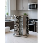 Porta Condimentos Giratório Inox 16 pote de vidro