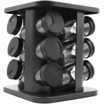 Porta Tempero Suporte Giratório com 12 Potes de Vidro para Condimentos Diamond