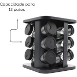 Porta Tempero Suporte Giratório com 12 Potes de Vidro para Condimentos Diamond - Imagem 2