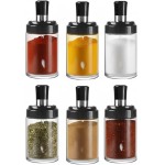 Porta Tempero em Vidro com Colher Sal, Açucar, Condimentos, Pimenta, Tomilho, Orégano 6 Unidades C/Etiqueta Adesiva Lousa Preta