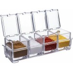 Porta Temperos Acrilico Crystal com 4 Potes Organizador de Condimentos para Cozinha Transparente