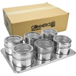 Porta Temperos Condimentos Aço Inox Magnético 6 Potes Retângulo CBRN12404 - Commerce Brasil