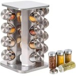 Porta Temperos Giratório Inox 16 Potes de Vidro – Organizador de Condimentos 360° para Cozinha Moderna - Imagem 2