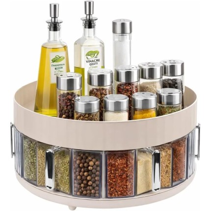 Porta Temperos Giratório Vicxis 6 Gavetas Acrílico Organizador de Condimentos Cozinha Compacto Para Bancada e Armário Design Moderno