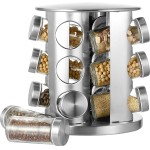 Porta Temperos Giratório em Aço Inox, Base Giratória 360°, 12 Potes de Vidro 90ml, Organizador de Condimentos para Cozinha - Imagem 2