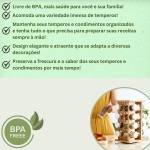 Porta Temperos de Bambu Giratório 16 Potes de Vidro Organizador Condimentos Especiarias Cozinha - Imagem 2