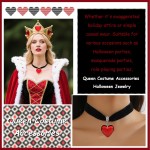 Rainha de Copas Fantasia Feminina Coração Vermelho Conjunto de Brincos Gargantilha Gargantilha Punk Hollween Acessórios para Fantasia de Festa - Imagem 2