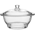 SALADEIRA COM TAMPA VIDRO 1L 12x19x19cm TRANSPARENTE