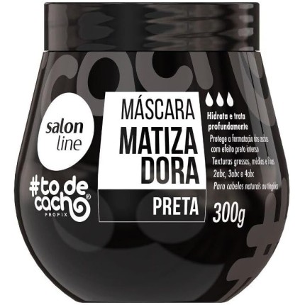 Salon Line, Máscara Matizadora Preta, #TodeCacho, Vegano - Para Cabelos Ondulados, Cacheados e Crespos, 300g