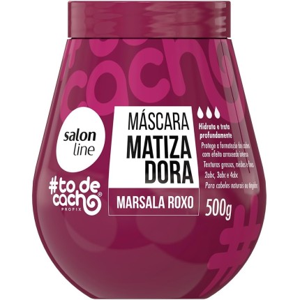 Salon Line, Máscara Matizadora, ToDeCacho, Marsala Roxo, Vegana - Cabelos Ondulados, Cacheados e Crespos, 500 g