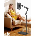 Suporte de Chão para Tablet Lucky Trip com Base Estável Dupla Resistente de 3 kg, Altura Ajustável, Giratório 360 Graus, Compatível com iPad, Kindle, Galaxy Tab e Celulares (12 a 33 cm)