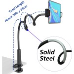 Suporte para tablet, clipe de suporte com aderência flexível braço longo pescoço de ganso compatível com iPad iPhone/Nintendo Switch/Samsung Galaxy Tabs/Amazon Kindle Fire HD - Preto - Imagem 2