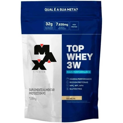 Top Whey 3W Refil (1,8kg) - Mais Performance - Baunilha - Max Titanium, Max Titanium