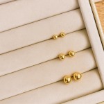 Trio de Brincos Bolinha Banhado a Ouro – 3 Tamanhos Pequeno Médio Grande - Elegante Minimalista Para Uso Diário E Ocasiões Especiais - Lunnanel Semijoias - Imagem 2
