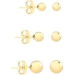 Trio de brincos Bolinha antialérgico Banhada Ouro 18k 3 pares