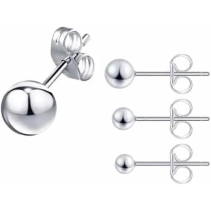 Trio de brincos de bolinha 3mm 4mm e 5mm em aço cirúrgico