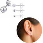 Trio de brincos de bolinha 3mm 4mm e 5mm em aço cirúrgico - Imagem 2