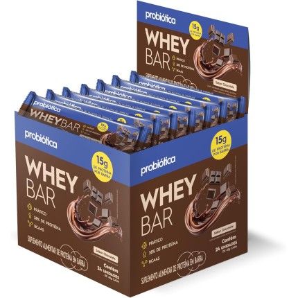 Whey Bar High Protein, Chocolate, Probiótica, 40 G, 24 Unidades