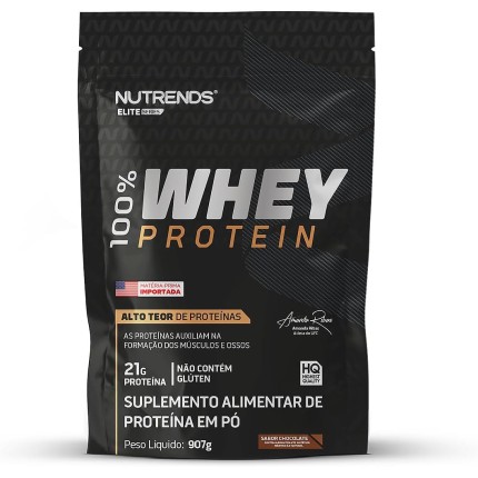 Whey Protein 100% 907g Sabor Chocolate, Refil, Elite Series Nutrends